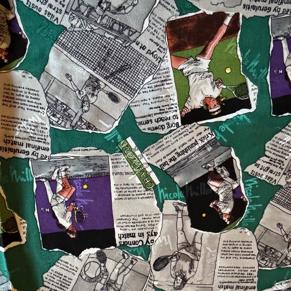 Vintage 1994 Nicole Miller 100% Silk Scarf - Tennis - Picture 4 of 7